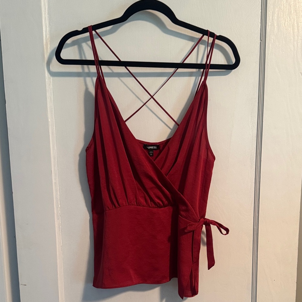 Express Red Wrap Camisole Top